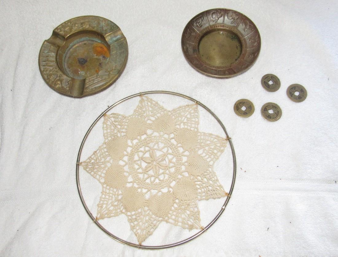 Brass Ashtrays Oriental Coins Lot (1 of 7)