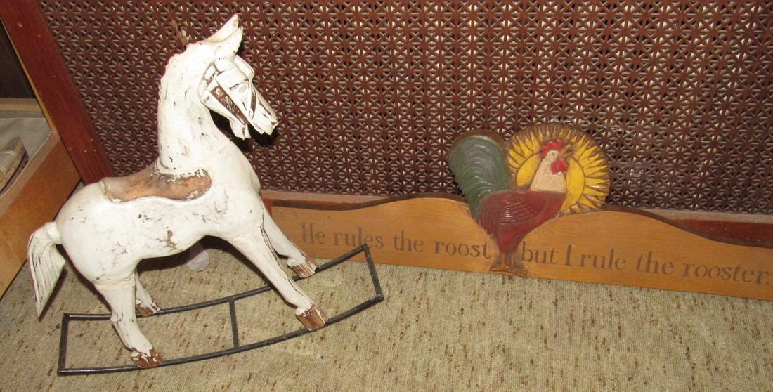 Wooden Rocking Horse & Rooster Sign (1 of 3)
