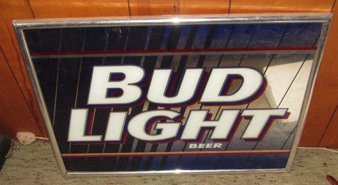 Bud Light Mirrored Sign: Approx.18" x 24"