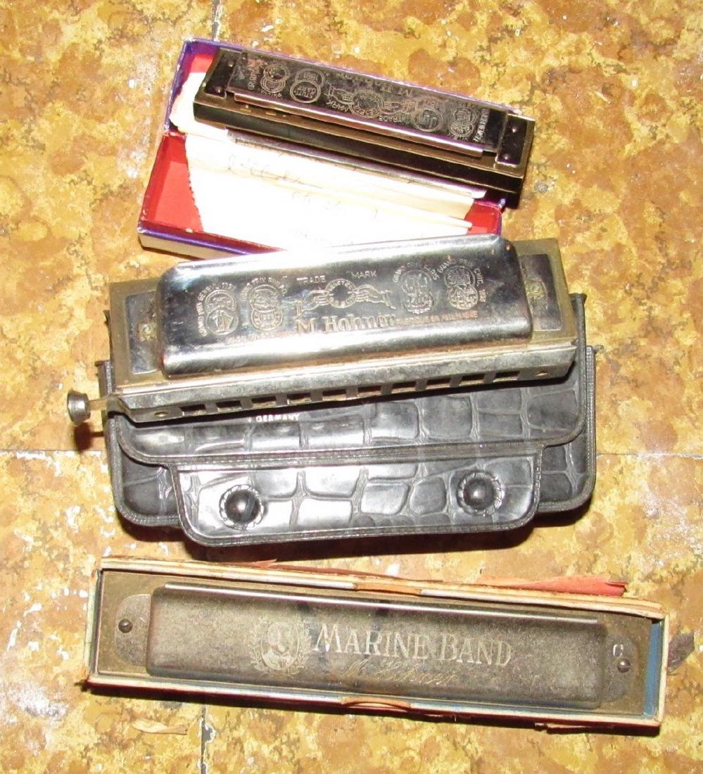 3 Harmonicas Hohner Marine Band Chromonika (1 of 2)