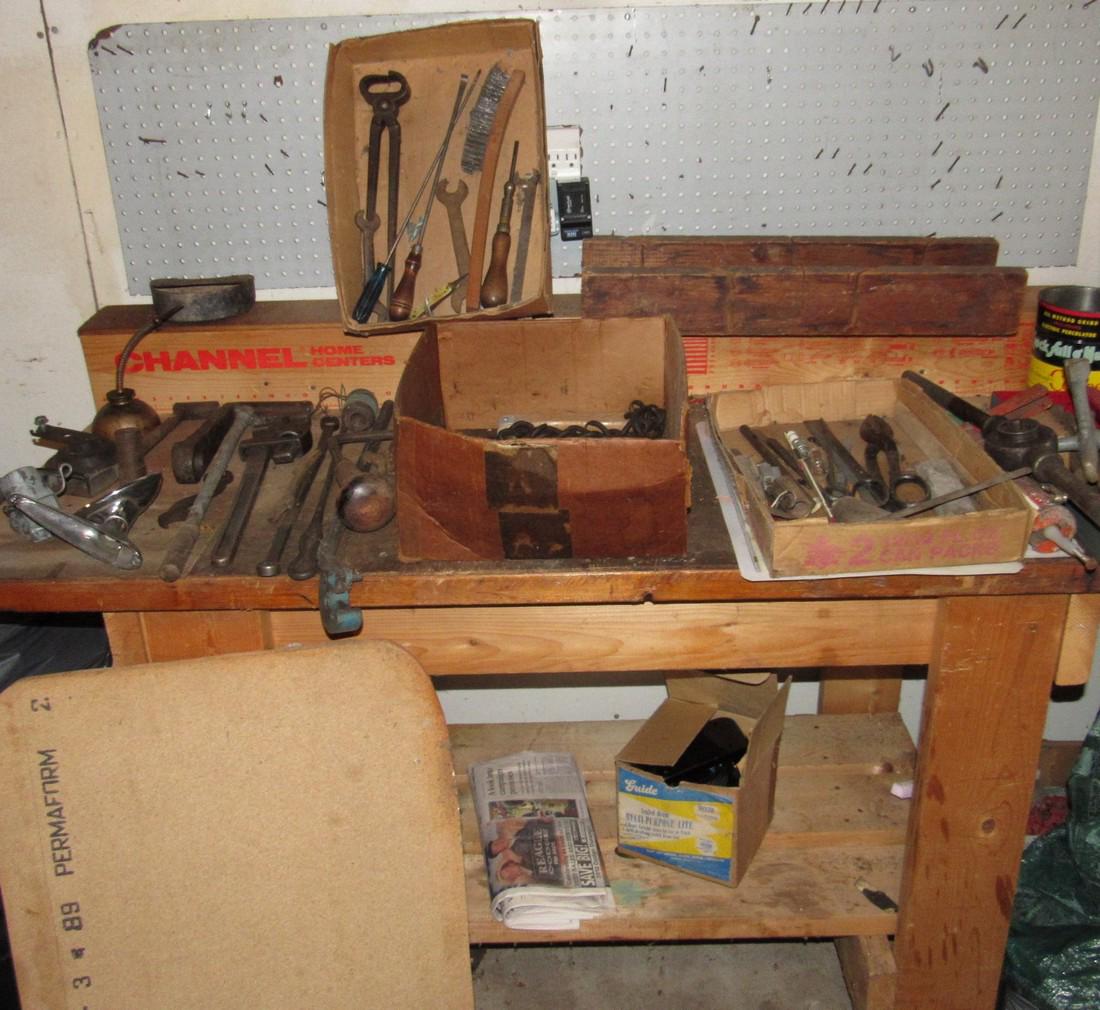 Vintage Tool Lot w/ Bait Can Car Mirror & Crate (1 of 10)