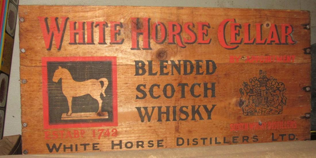 White Horse Cellar Scotch Whisky Wood Crate: Approx .12" x 16 1/2" x 9" tall