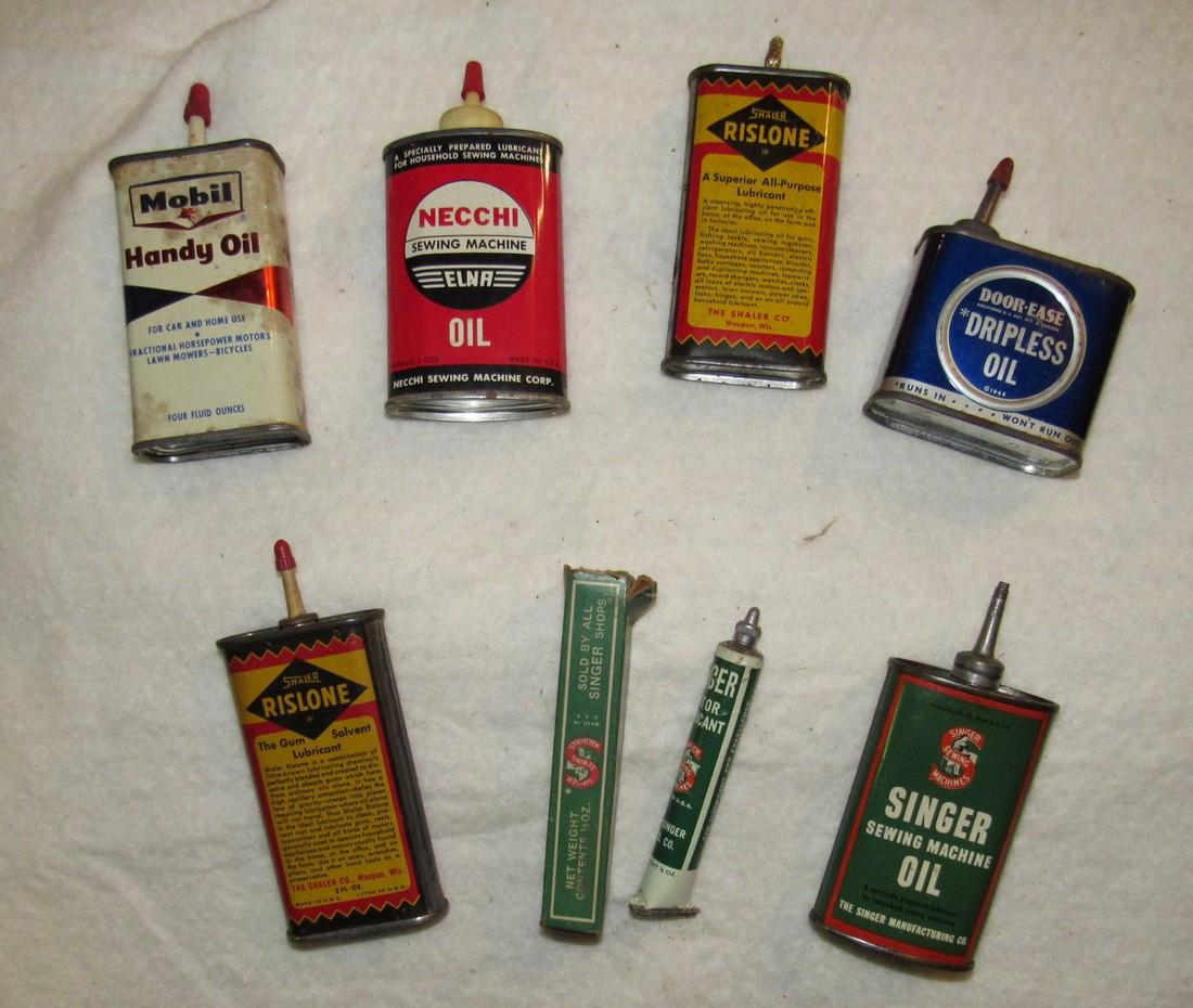 Mobil Oil Singer Necchi Sewing Machine Cans (1 of 4)