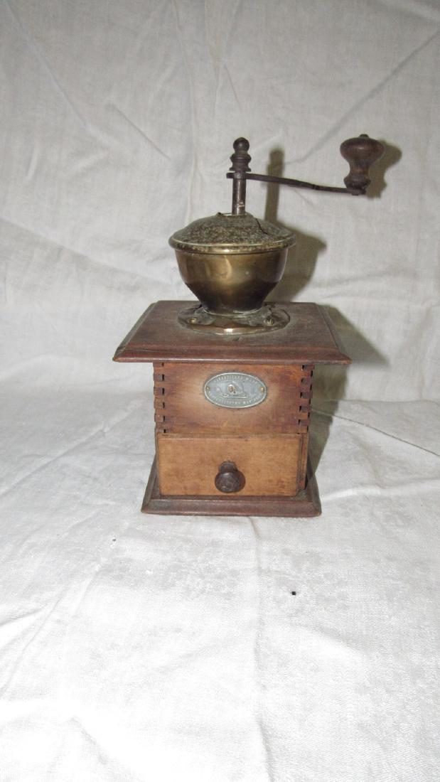 Antique Coffee Grinder w/ Brass Top (1 of 4)