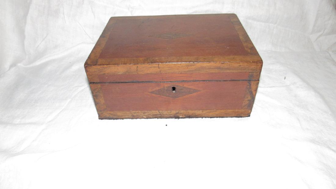 Wooden Inlay Box: Approx. 8" x 11" x 4 3/4" tall