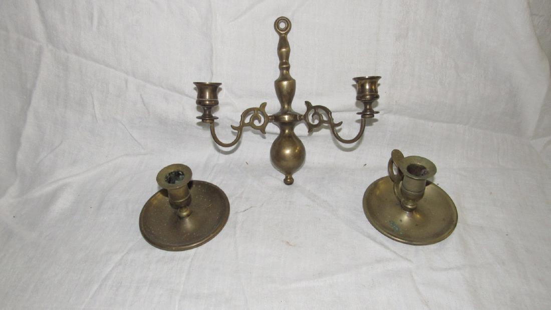 2 Brass Candle Holders and Wall Sconce (1 of 3)