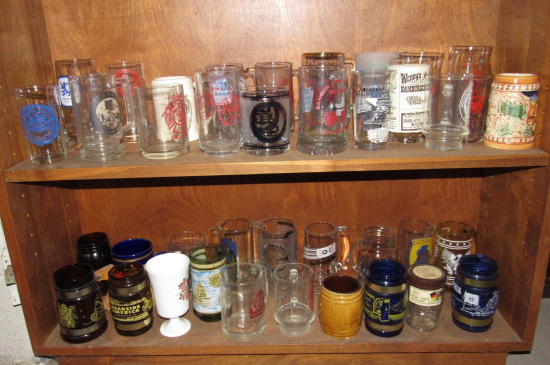 2 Shelves of Beer Steins Mugs & Misc Glasses (1 of 4)