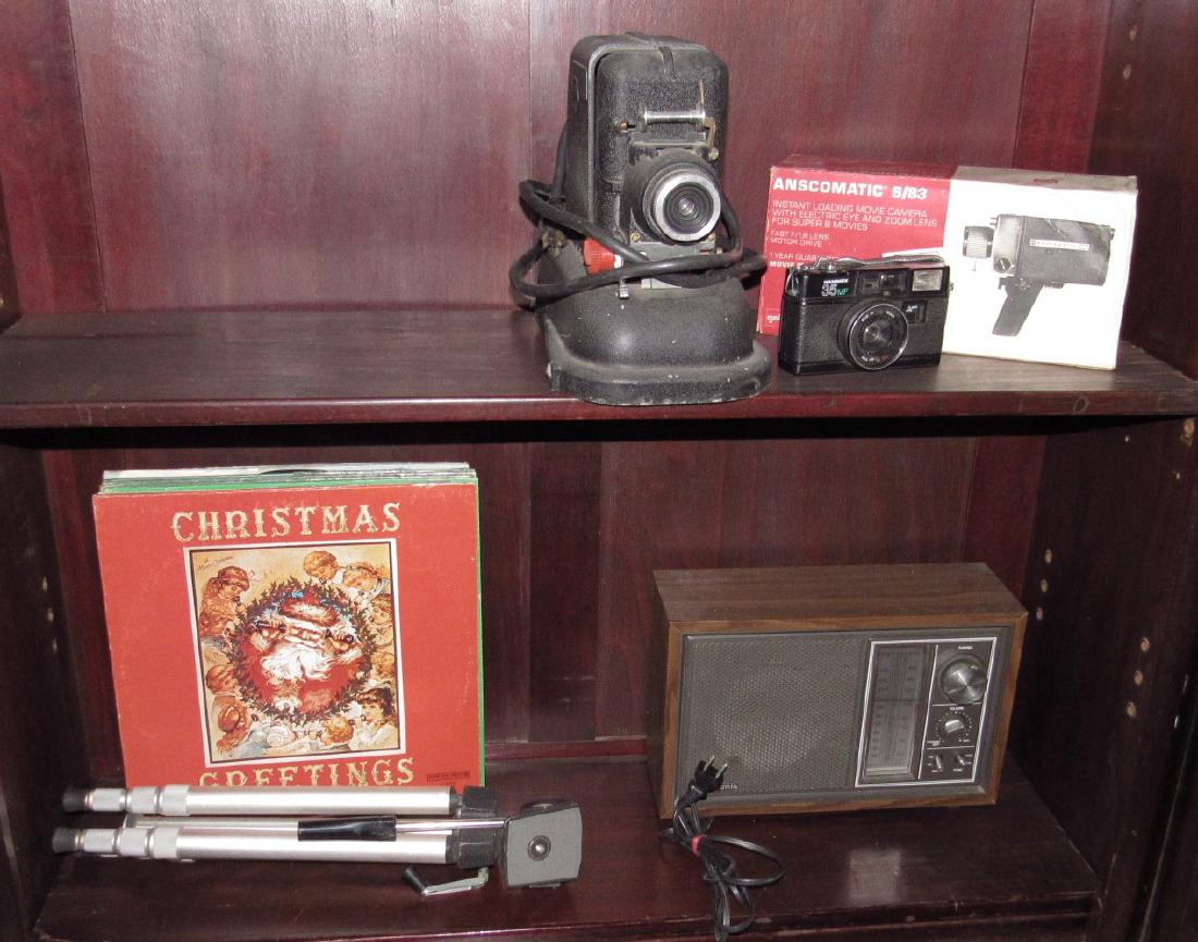 Projector Radio Tripod Records Camera Lot (1 of 1)