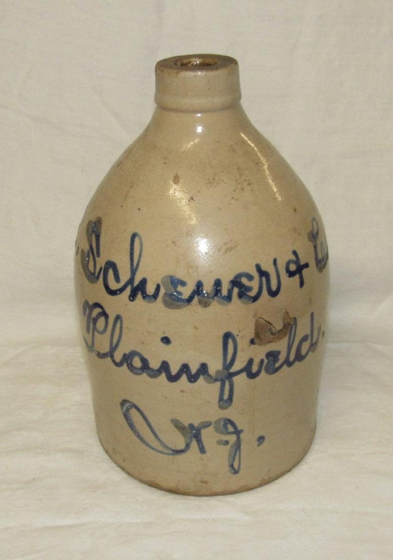 Schewer Plainfield NJ Blue Script Decorated Jug (1 of 5)