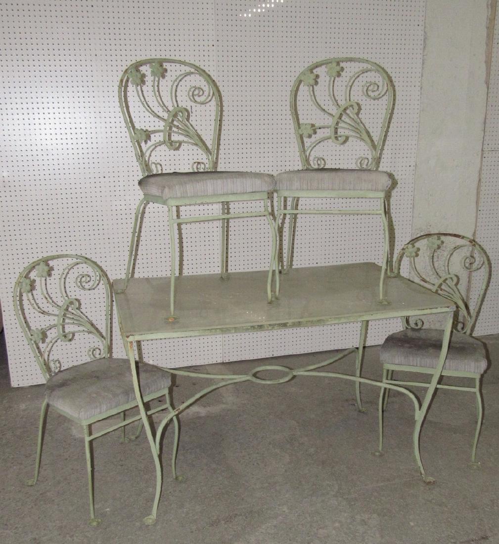 Green Painted Metal Patio Table w/ 4 Chairs (1 of 6)