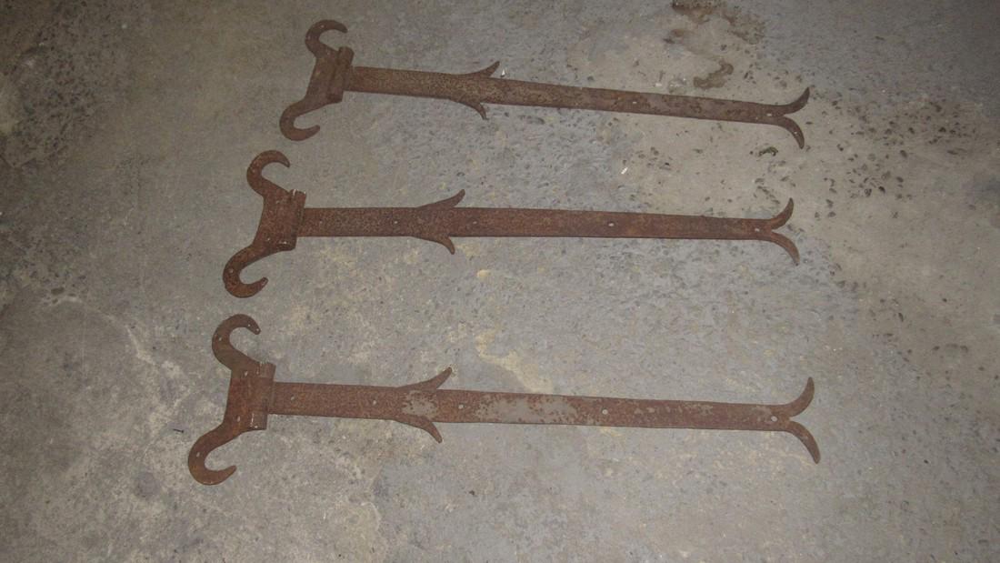3 Huge Antique PA Wrought Iron Barn Hinges (1 of 5)