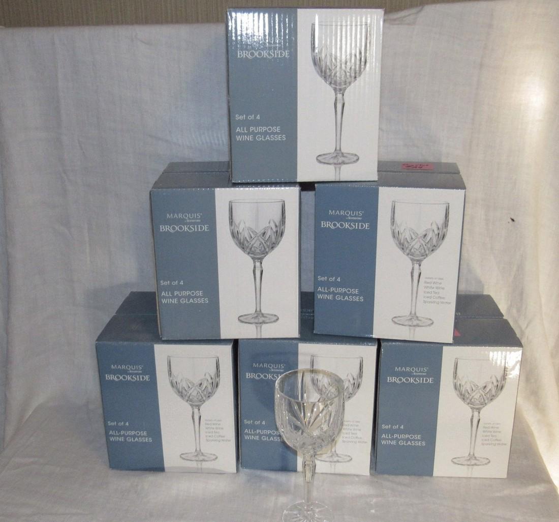 28 Waterford Marquis All Purpose Wine Glasses: Brookside Crystal Wine Glasses, 7 boxes with 4 in each glass.