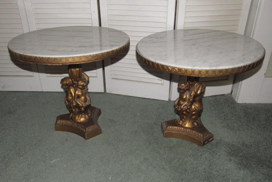 2 JB Vansciver Marble Top Tables w/ Cherubs (1 of 5)