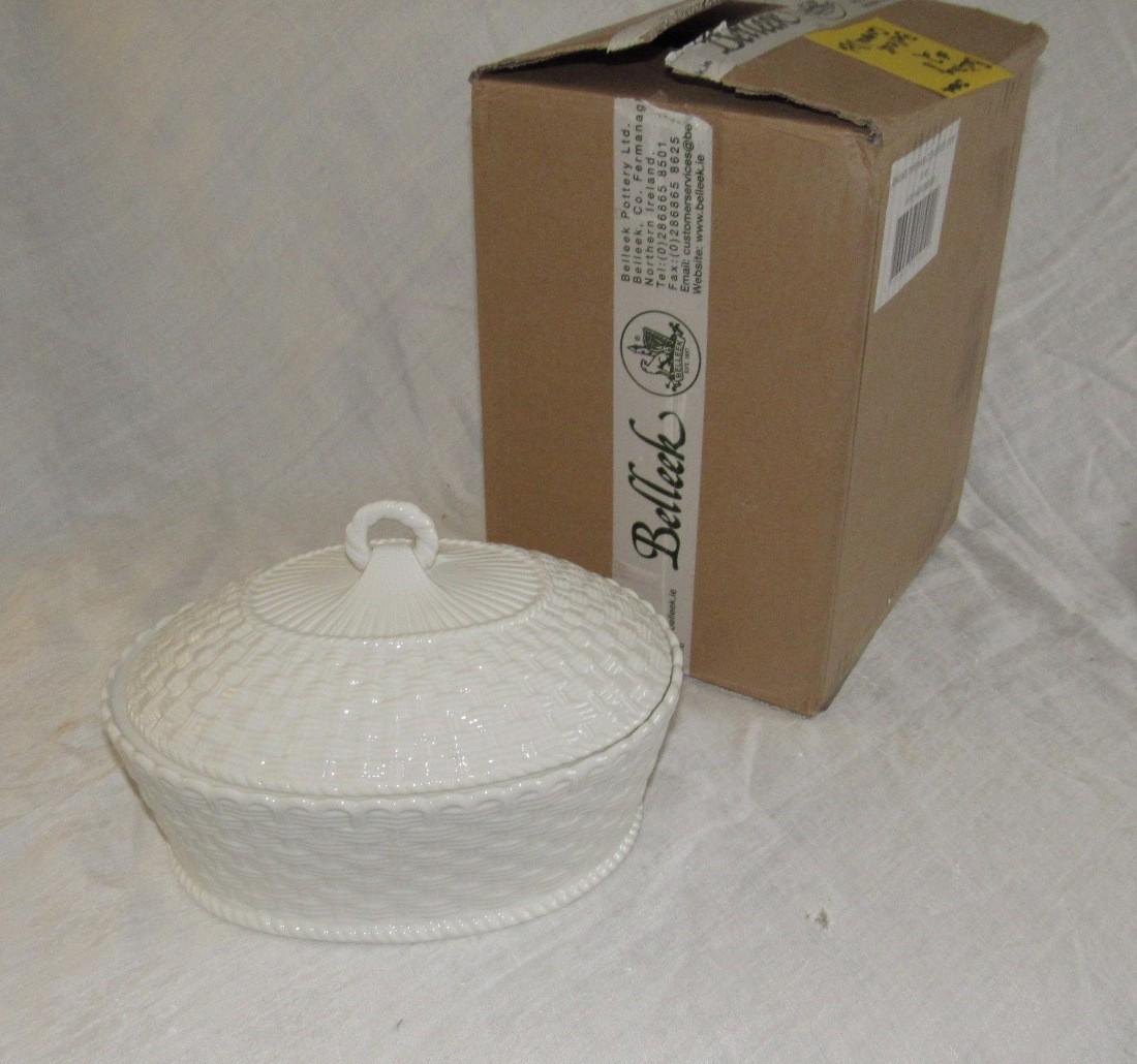 2 Belleek Basket Weave Covered Dish  # 1514 (1 of 5)