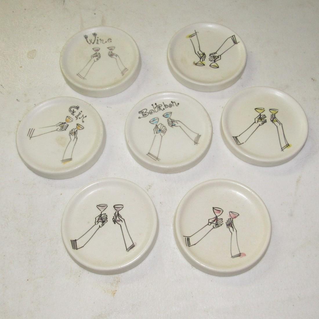 7 Mid Century Modern Raymor Italy Coasters: Approx 3 1/4" in diameter
