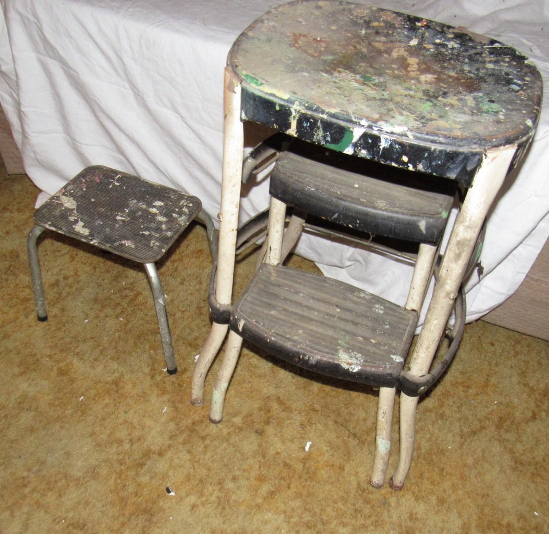 2 Vintage Metal Step Stools (1 of 3)