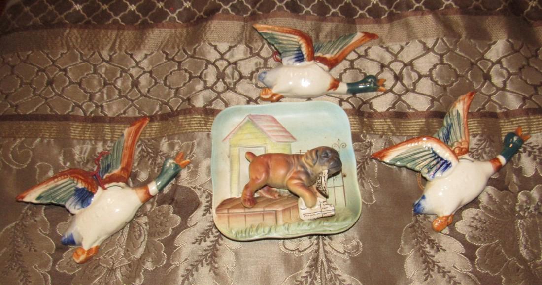 1962 Napco Boxer Wall Plaque & Ducks: Ducks are Made in Japan