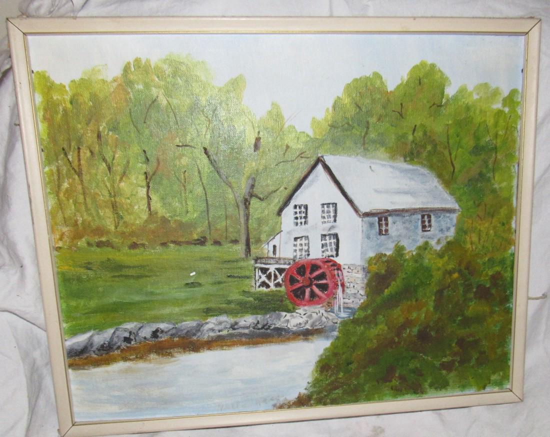 2 Oil Paintings On Board Mill and Country Barn Scene (1 of 5)