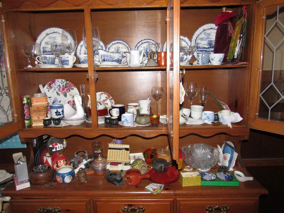 Oriental Dishes Glassware Hutch Top Contents (1 of 8)