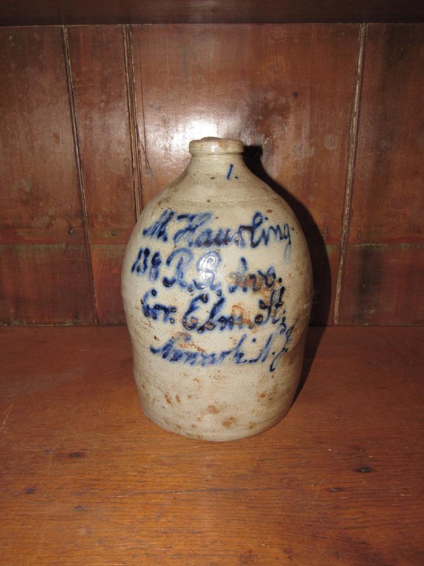 M Hausling Script Blue Decorated Jug Newark NJ (1 of 5)