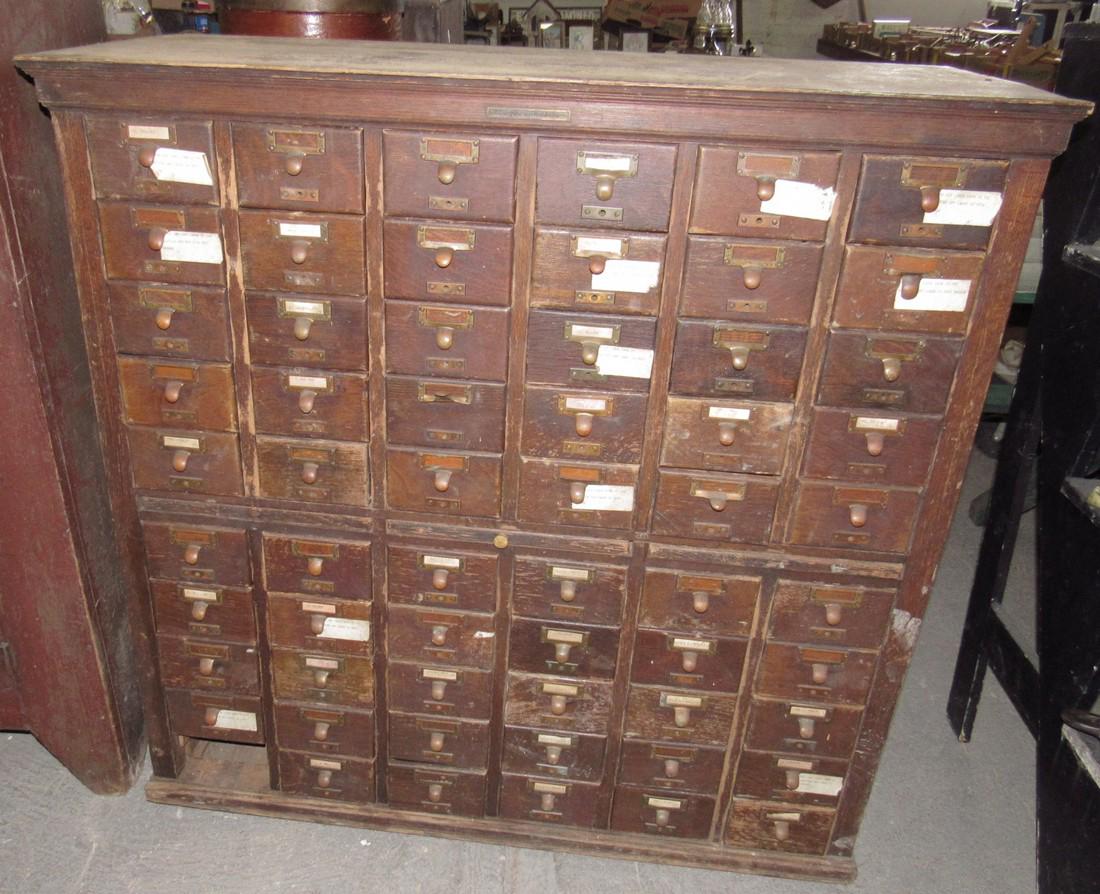 60 Drawer Oak File Cabinet (1 of 4)