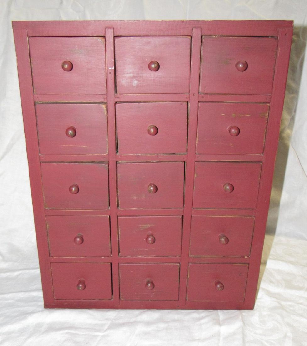 15 Drawer Red Painted Apothecary Chest (1 of 5)