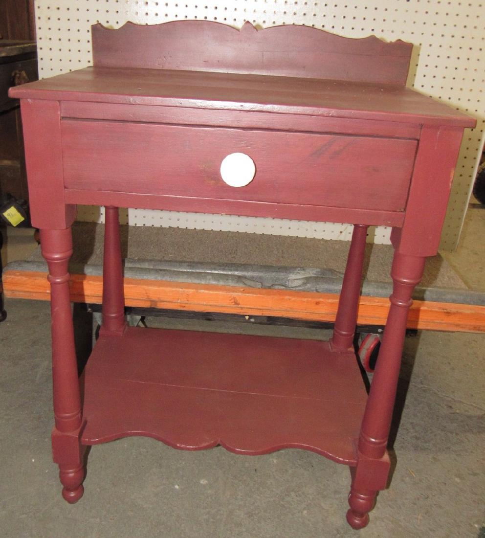 Red Painted One Drawer Stand (1 of 4)