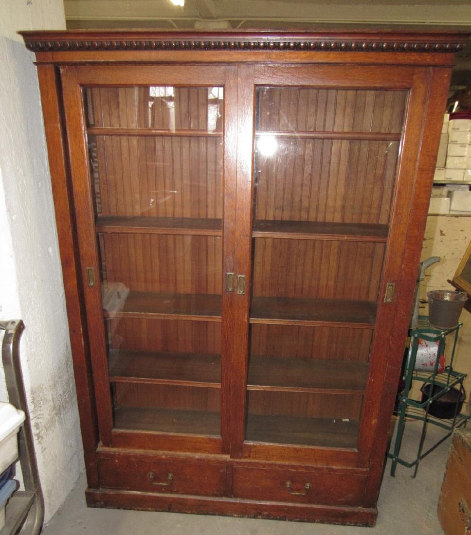 Sliding Door Oak Lawyers Bookcase (1 of 4)
