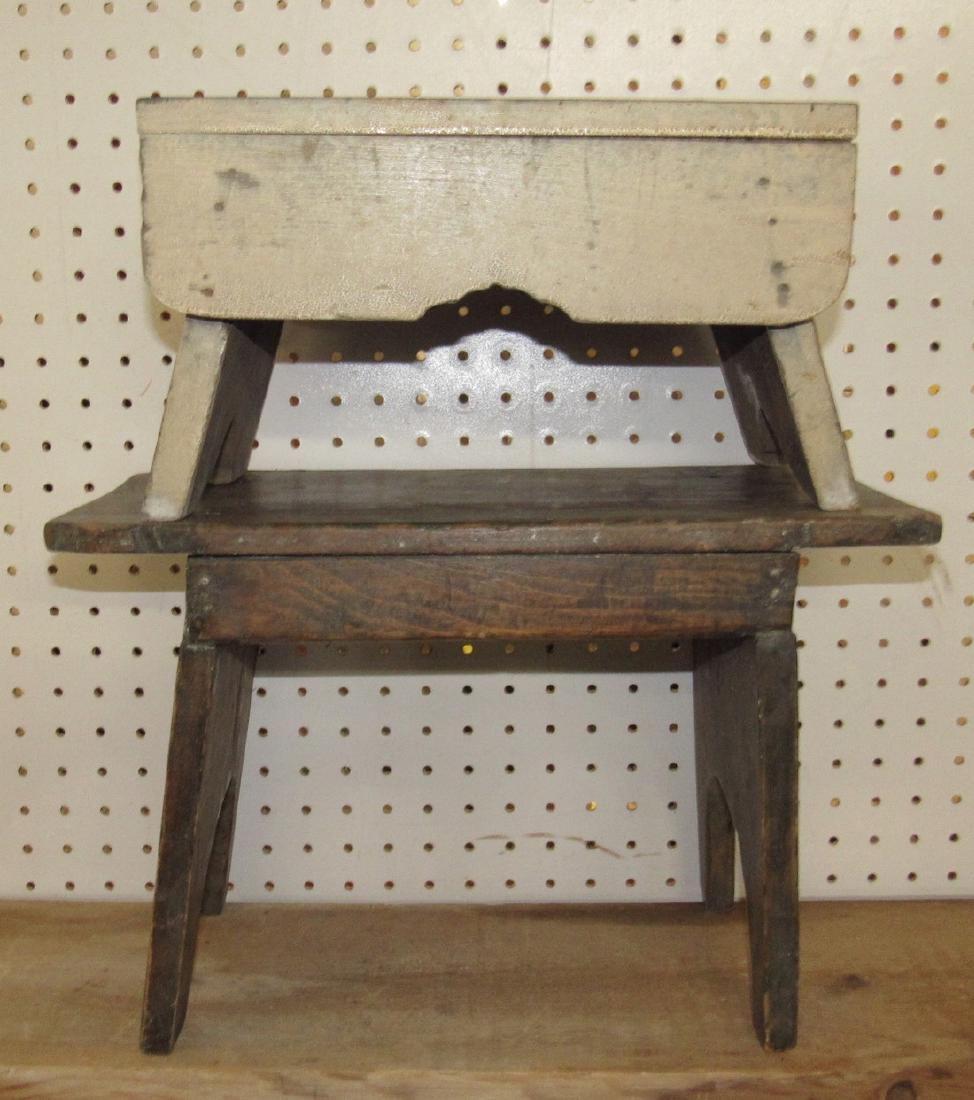 2 Stools: White one is warped. Bottom is approx. 8" x 16" x 10 1/2" tall