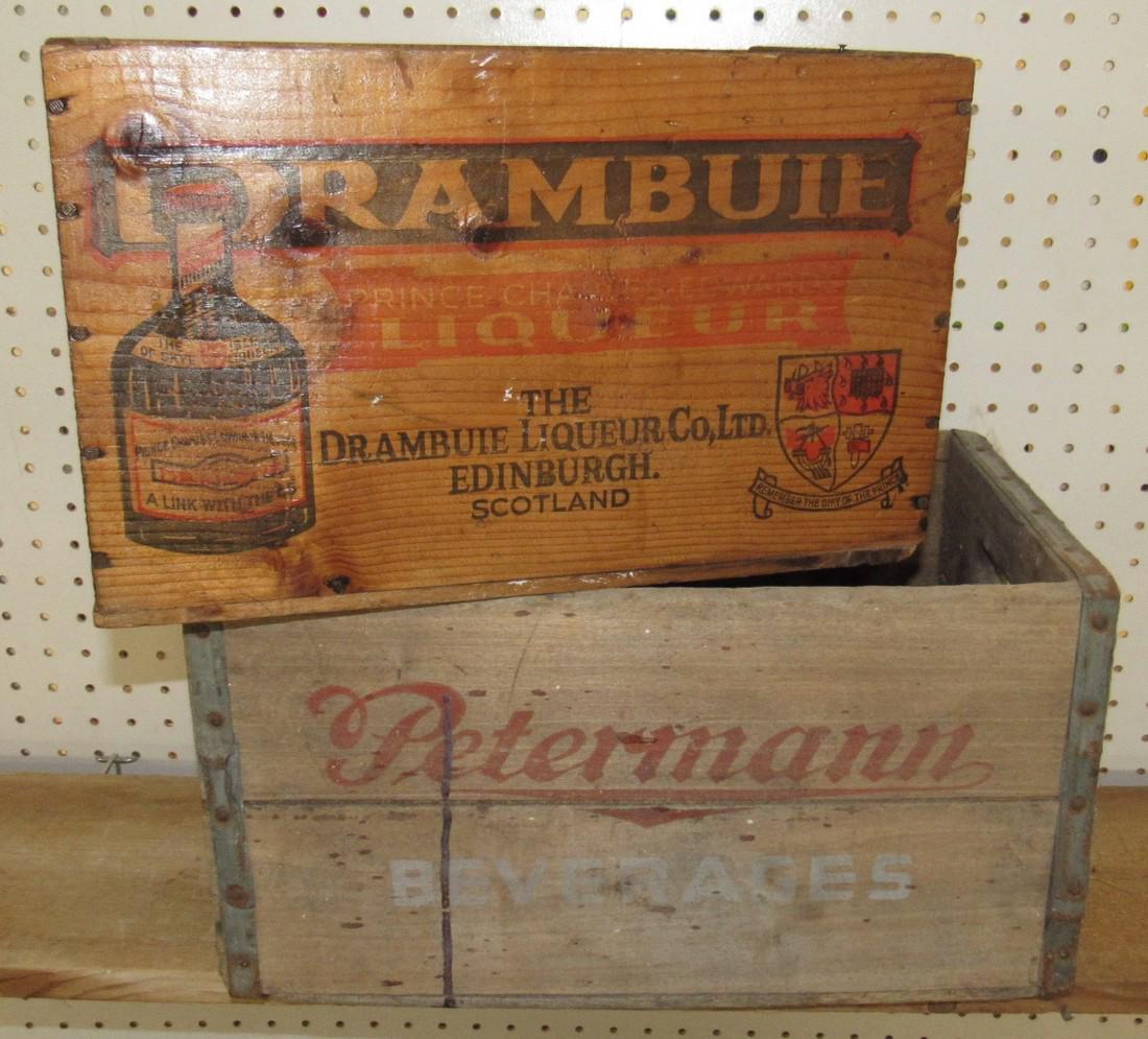 Peterman Beverage & Drambuie Liquor Crates: Wood Crates