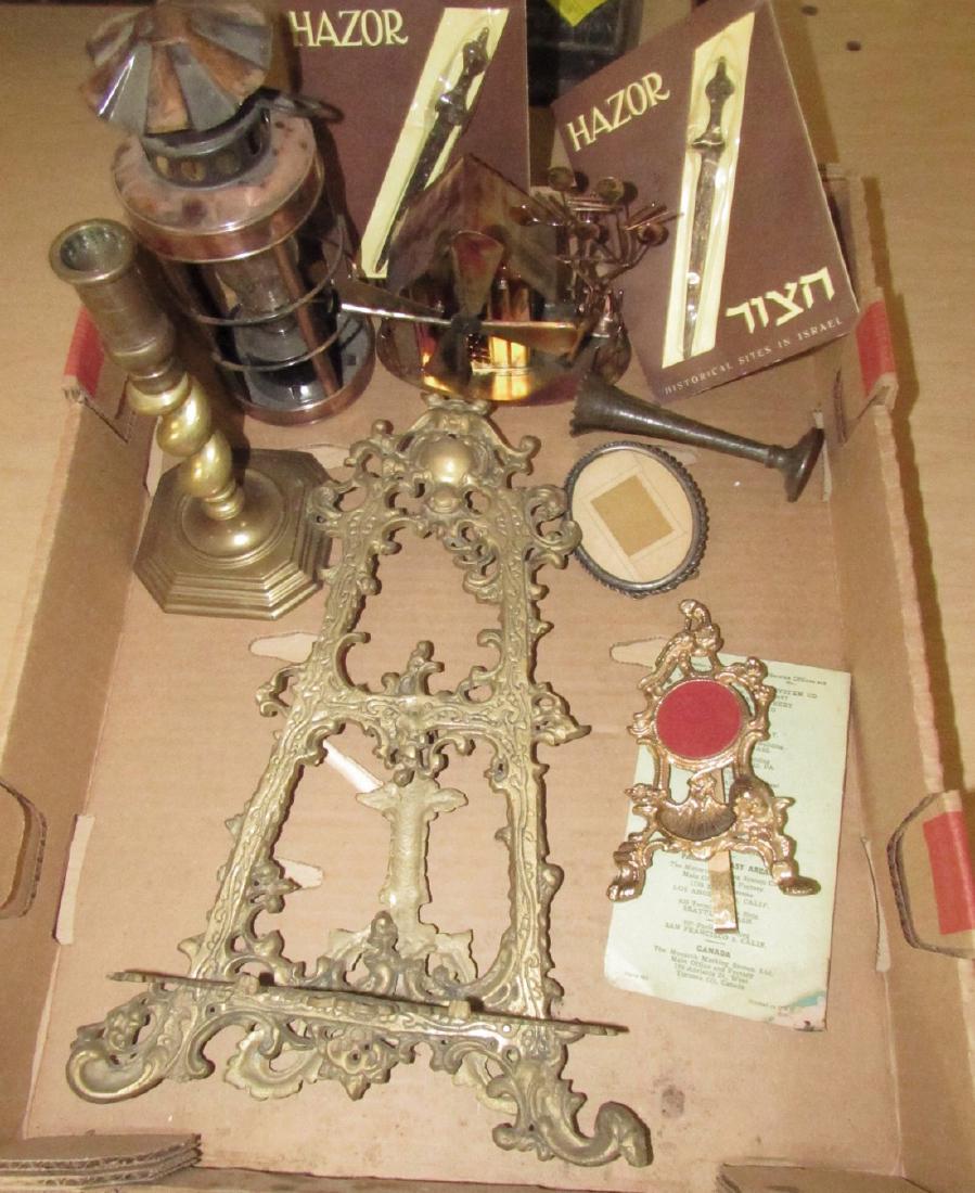 Brass Easel Candlestick Picture Frames Box Lot (1 of 4)