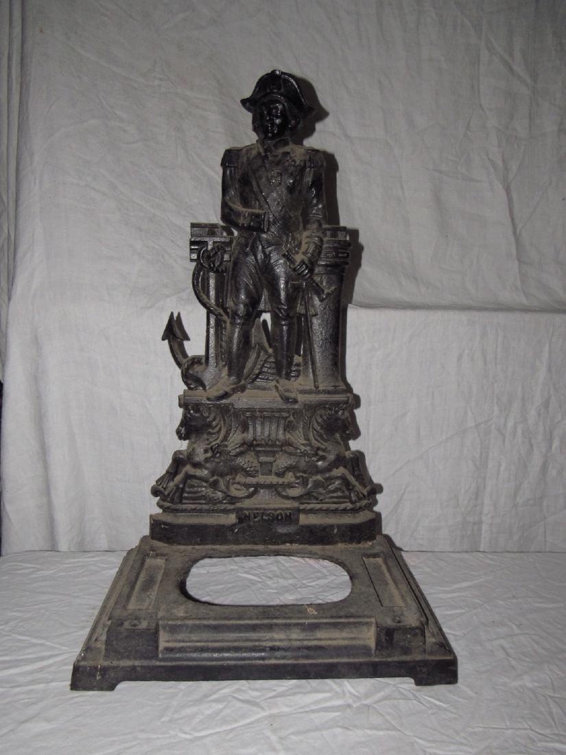 Cast Iron Nelson Figural Umbrella Stand: Approx. 10" x 18" x 30 1/2"
