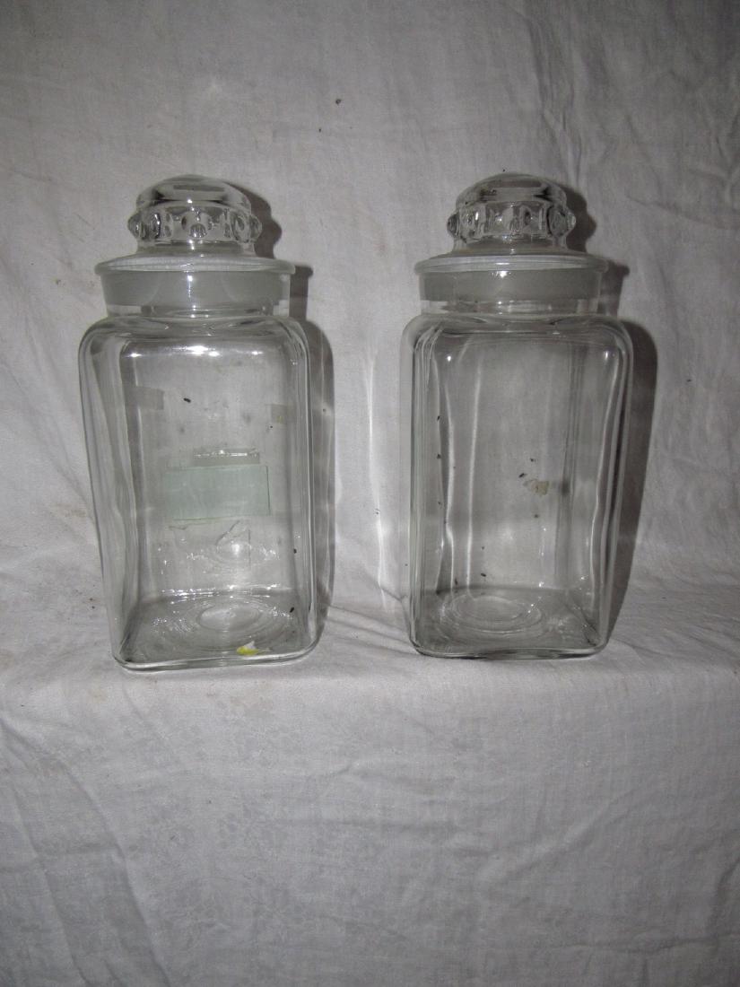 2 Candy Jars from Shellys Candy Store Landsdale: Approx. 5" square and 11 1/2" tall