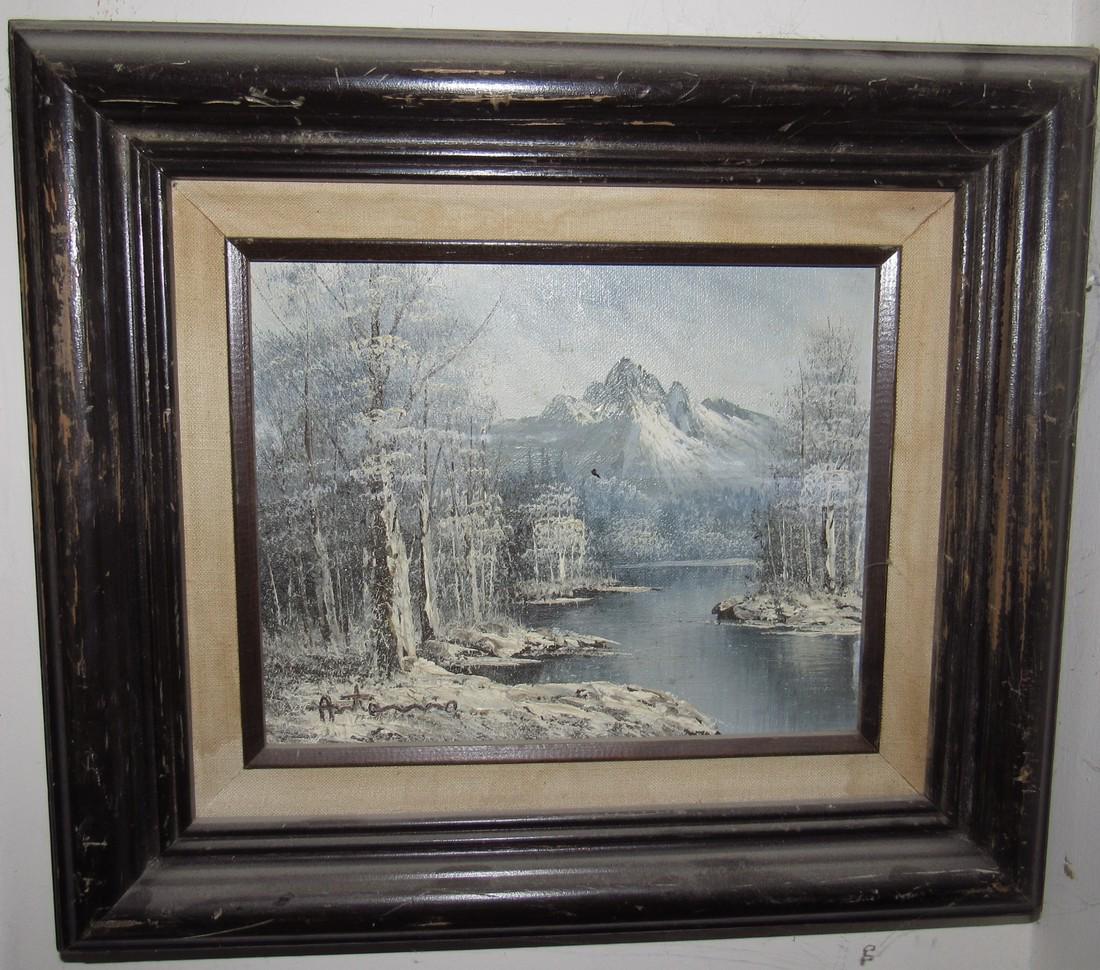 Oil On Canvas Winter Landscape Scene (1 of 2)