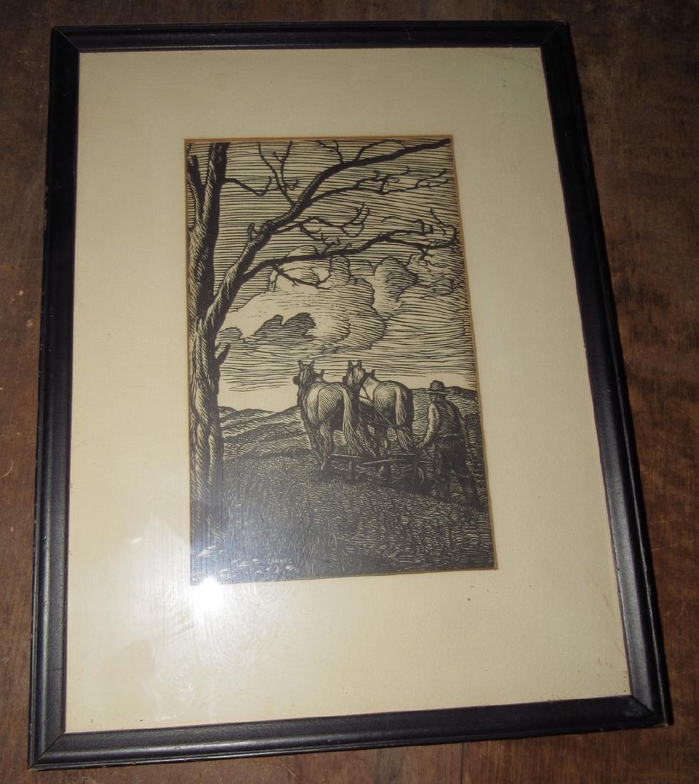 Lankes Working Mules Print: Approx. 10" x 13"