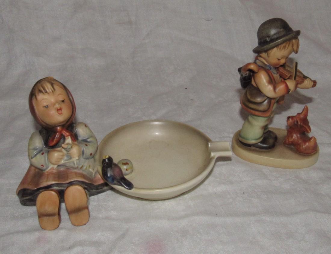 Hummel Girl Bird Ashtray & Boy with Violin (1 of 4)