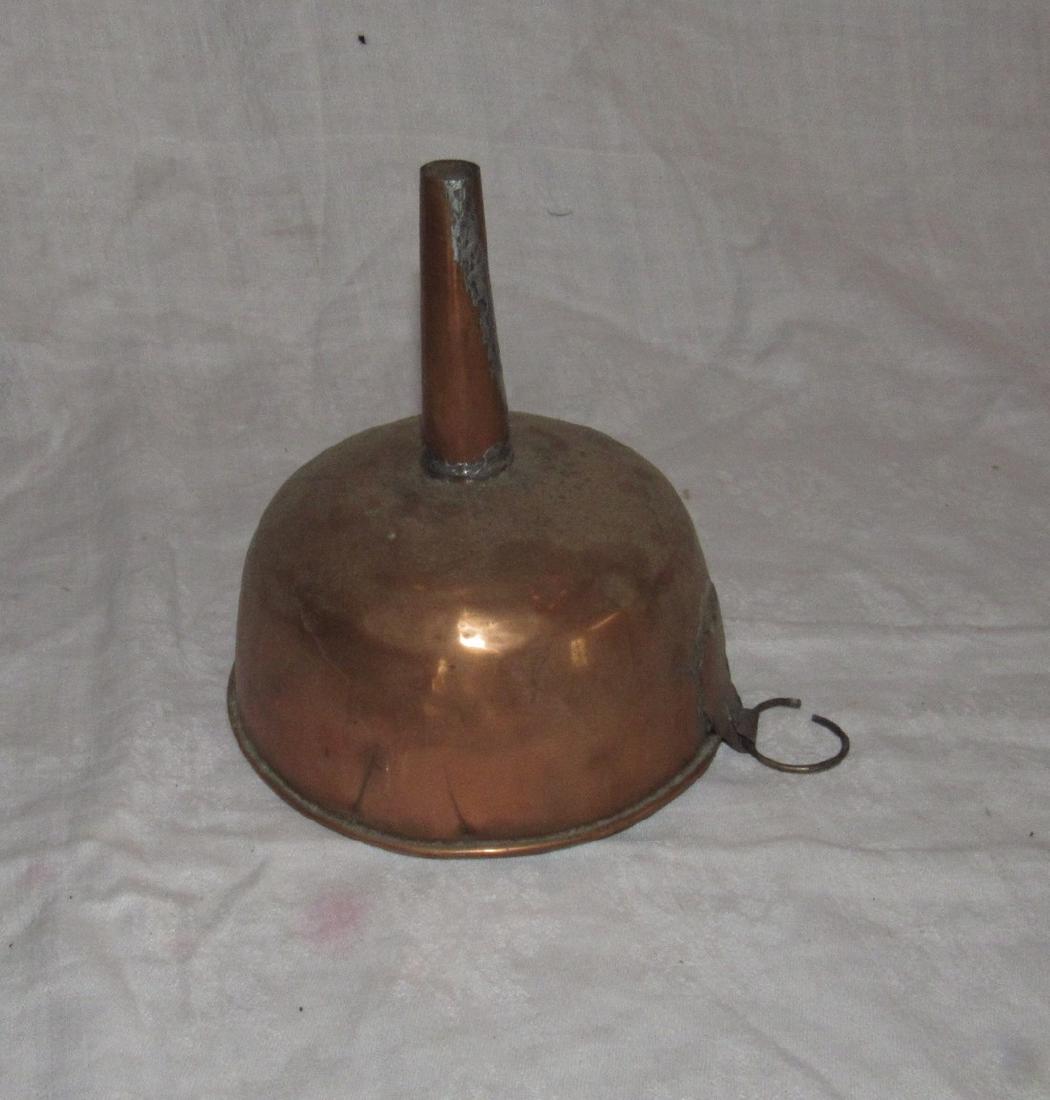 Copper Funnel: Approx. 6 1/8" in diameter and 6 1/2" long