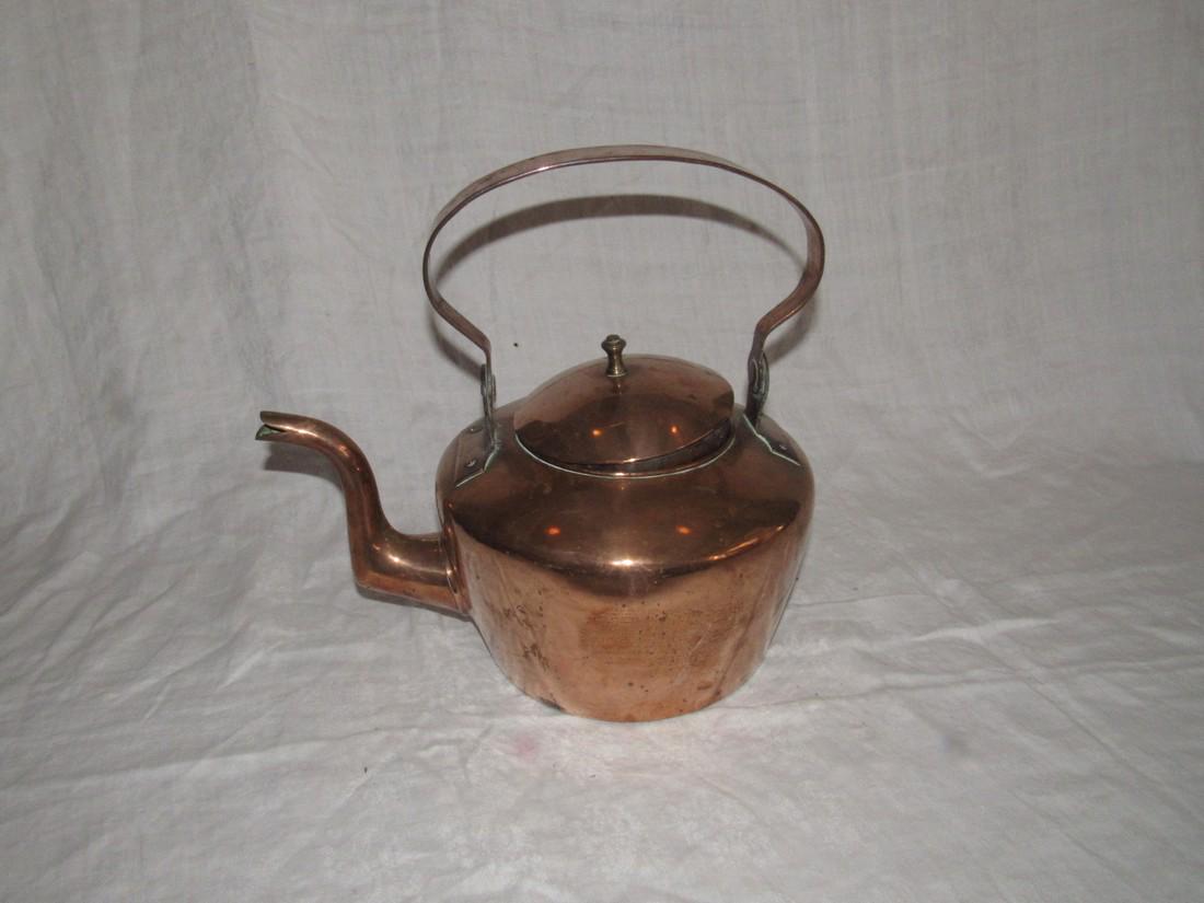 Dovetailed Copper Tea Kettle: Approx. 10" in diameter and 13 1/2" tall ( to top of handle)