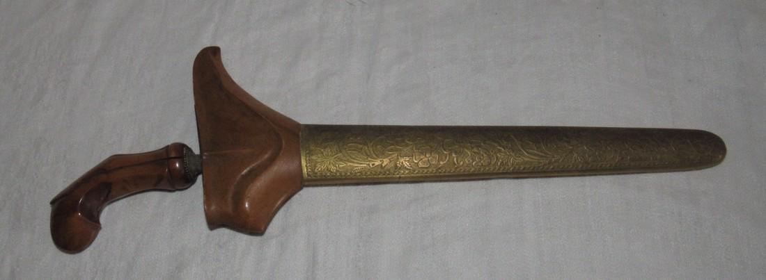 Burl Handle Dagger Knife w/ Brass Case (1 of 5)