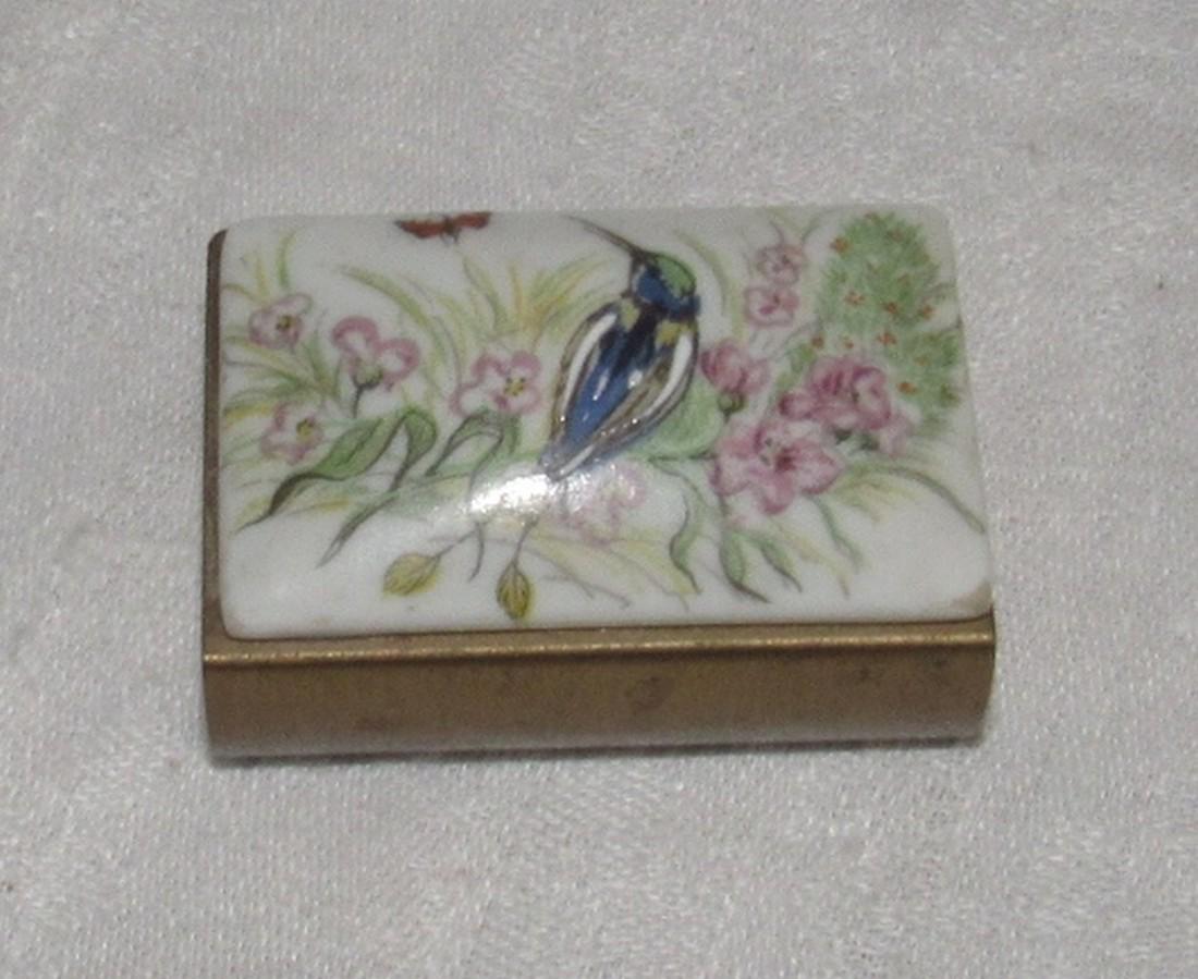 Hand Painted Hummingbird Matchbox Holder: Approx. 1 1/8" x 1 3/4"