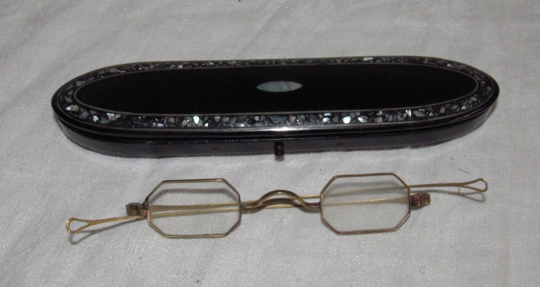 Antique Kenney Eyeglasses Mother of Pearl Case: Case is approx.1 1/2" x 6 3/4"