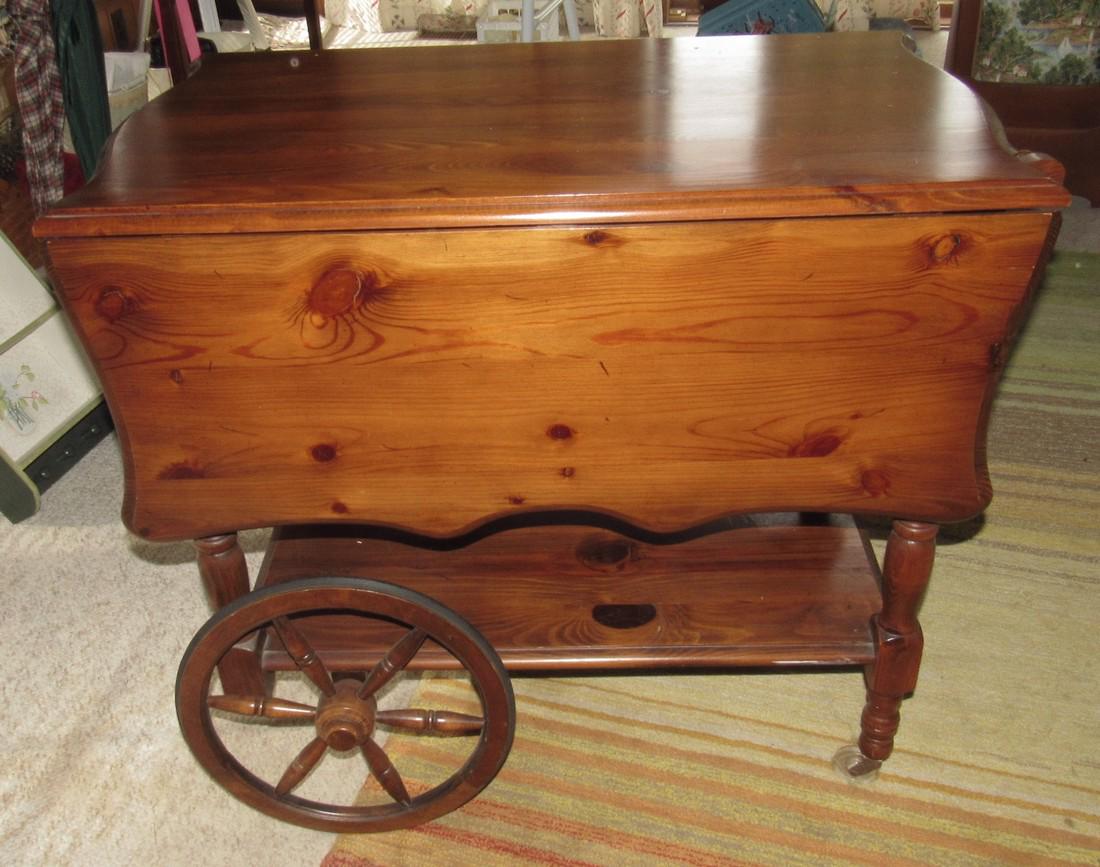 Rolling Tea Cart: Approx. 31" x 42" x 28" tall ( when opened)