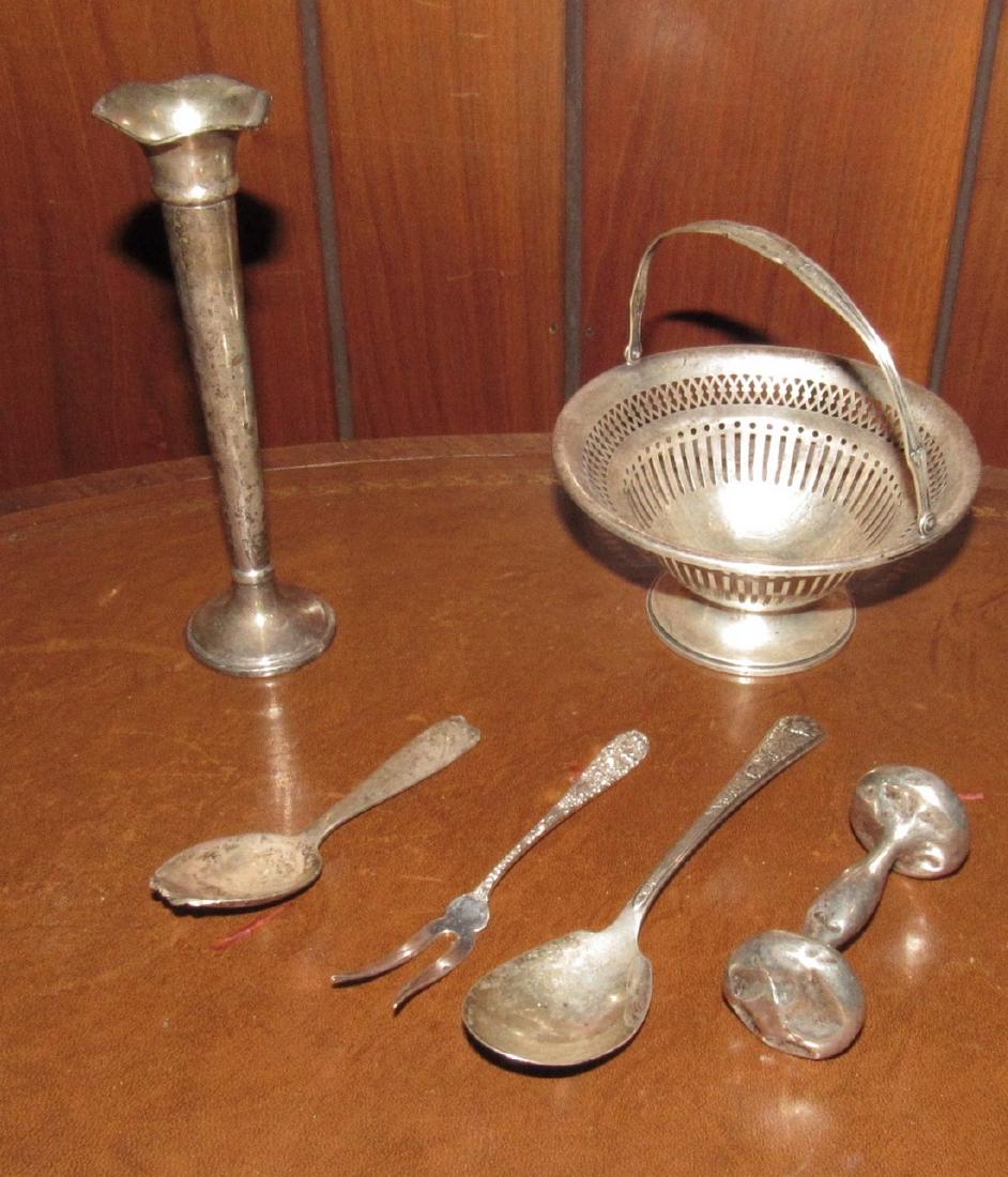 Sterling Silver Basket Bud Vase Cocktail Fork Rattle (1 of 4)