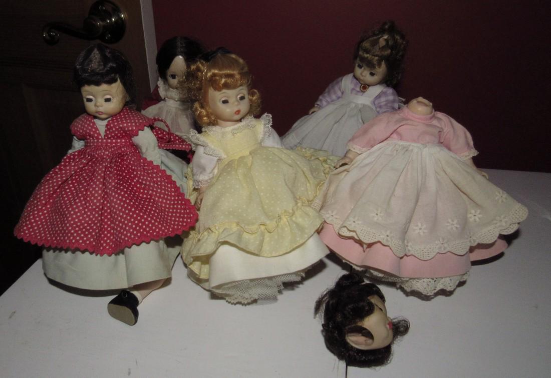 5 Alex Dolls: One is has head off and one has the legs off. Approx. 7 1/2" tall.