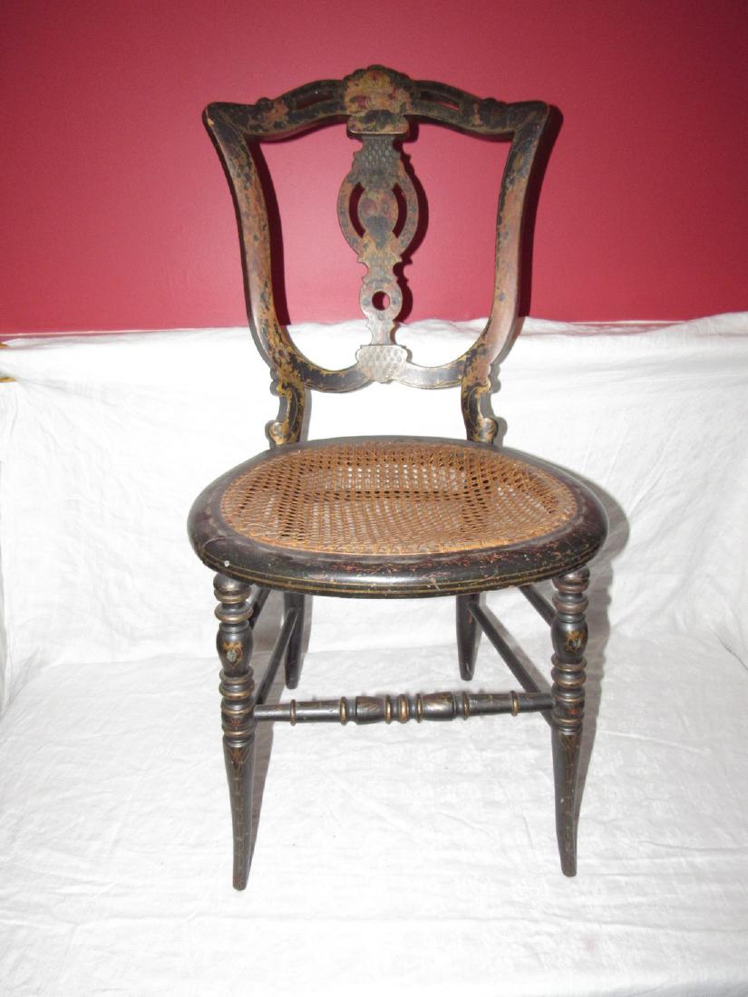 Paint Decorated Chair w/ Cane Seat (1 of 4)