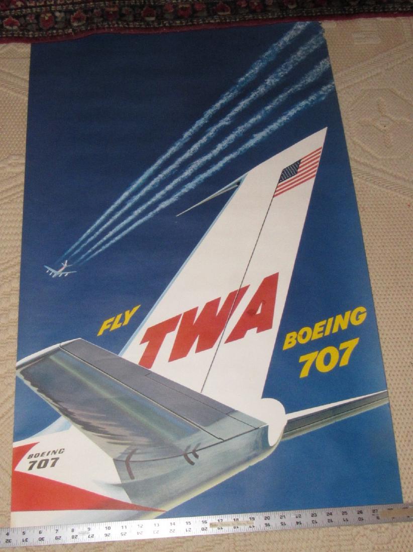 TWA Boeing 707 Airplane Litho Poster 1060 (1 of 2)