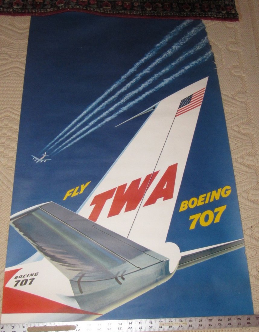 TWA Boeing 707 Airplane Litho Poster 1060 (1 of 2)