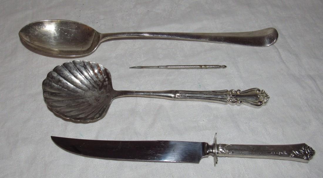 Serving Spoons & Knife w/ Sterling Silver Handle (1 of 3)