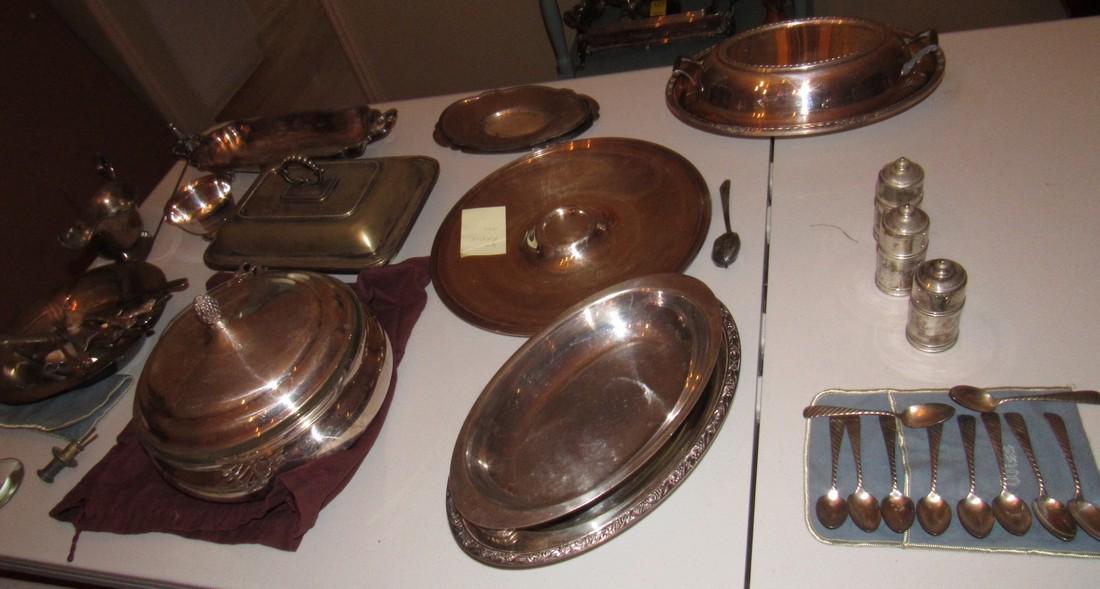 Silverplate Casseroles Gravy Boats & Misc: Getting all Silver Plate Pictured
