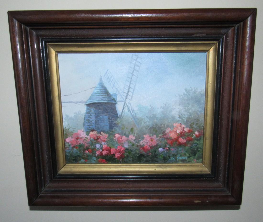 B Siendy Oil on Canvas Windmill Painting (1 of 5)